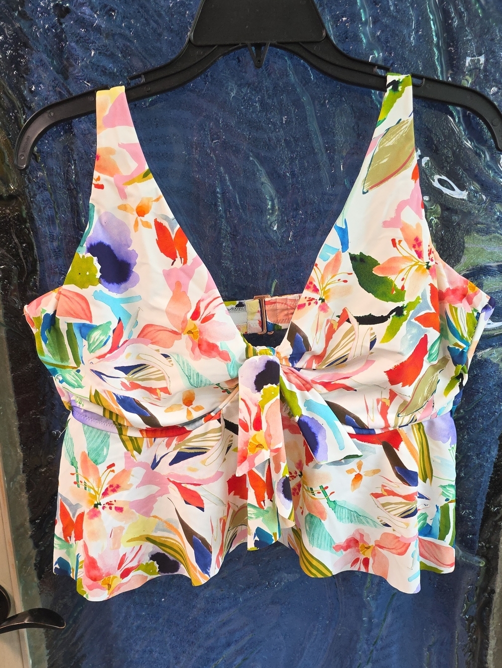 Raisins Floral Tie-Front Bikini Top - White Multi